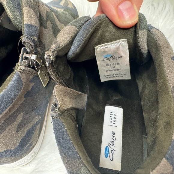 Waterproof Suede Wedge Sneaker Bootie - green size 7 - Picture 6 of 8